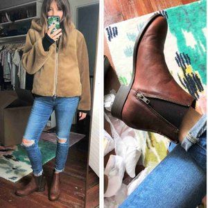 frye carly double zip leather bootie